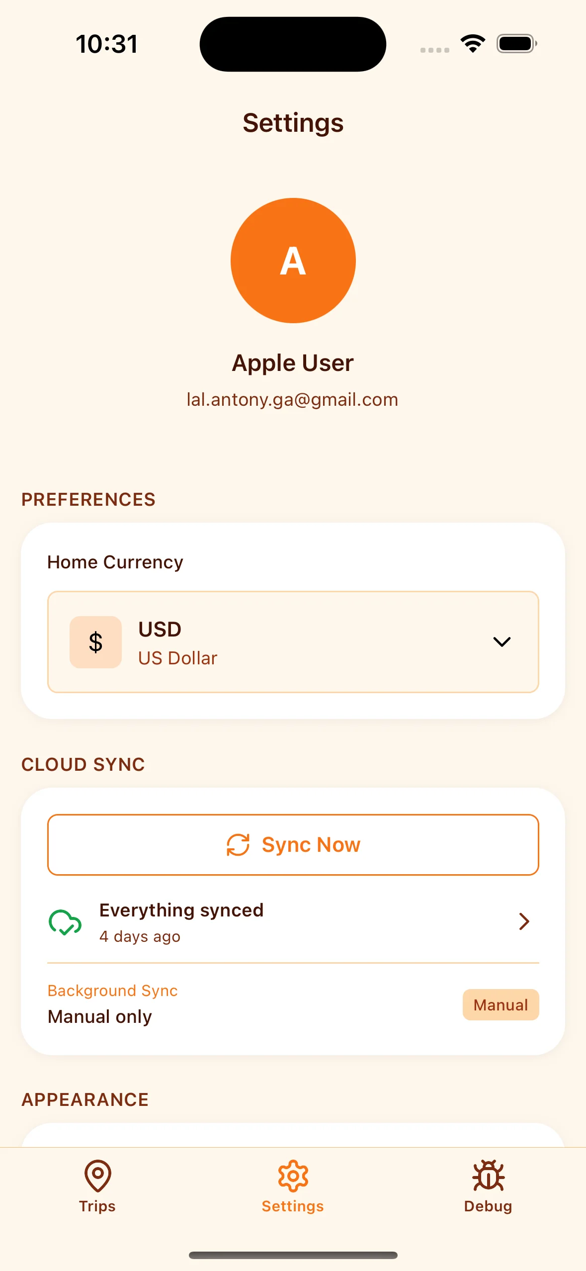 Travel app privacy settings - offline-first with encrypted local storage and cloud sync